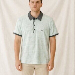 Emporio Armani Brad Easy Fit Green Stripe Polo Size S